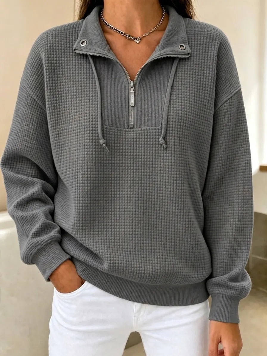 CLEARANCE SALE🔥 Waffle Half-Zip Cuffed Thermal Pullover
