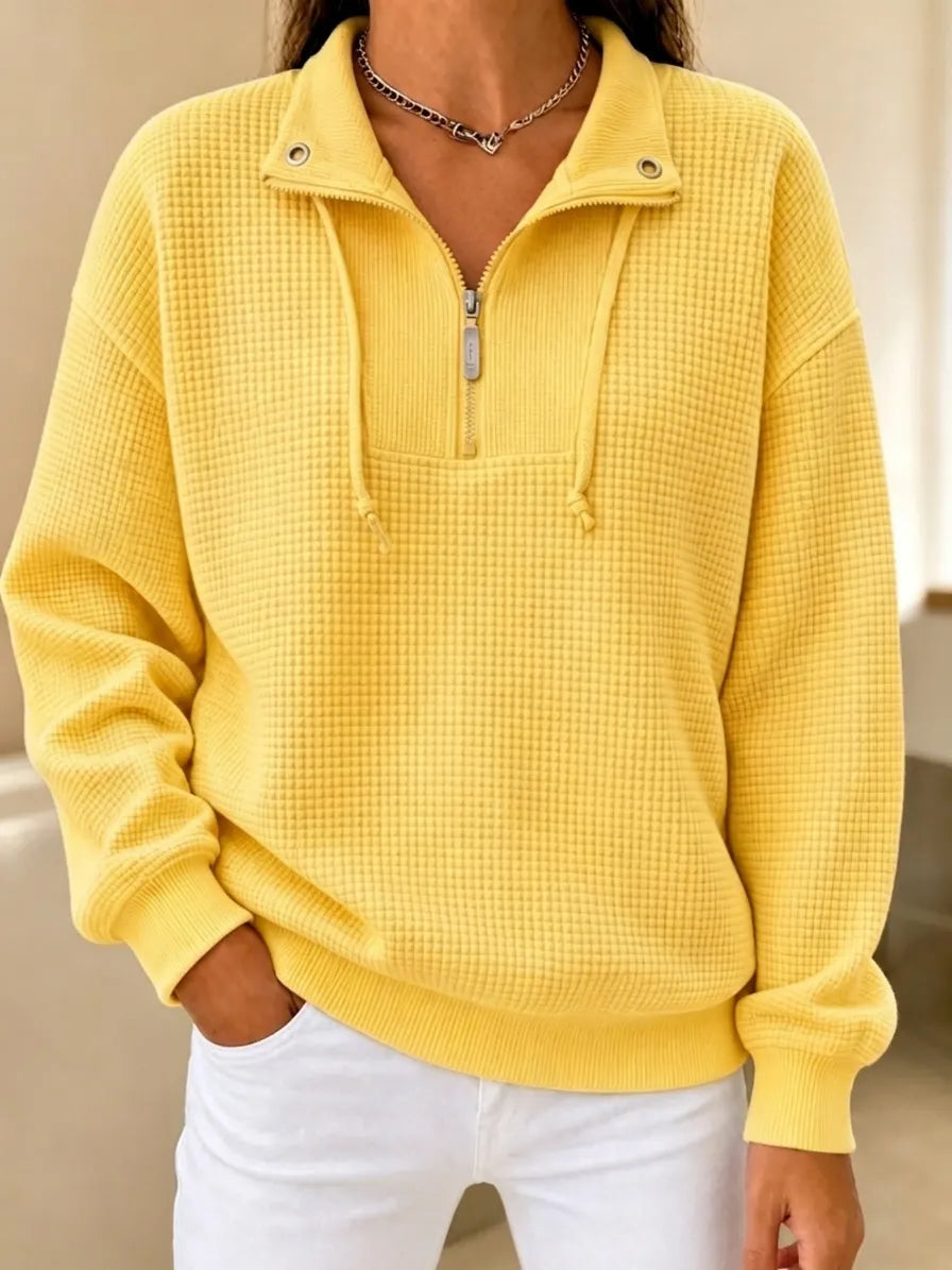 CLEARANCE SALE🔥 Waffle Half-Zip Cuffed Thermal Pullover