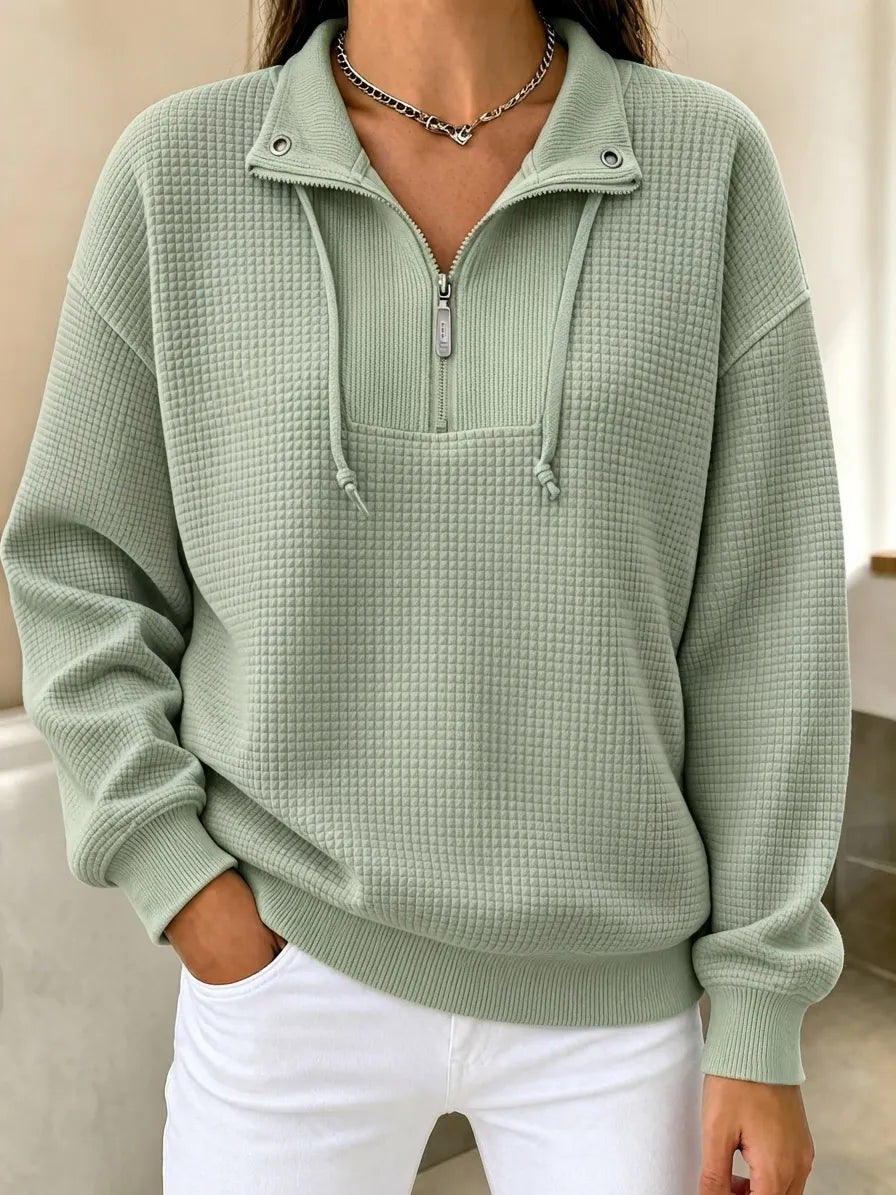 CLEARANCE SALE🔥 Waffle Half-Zip Cuffed Thermal Pullover