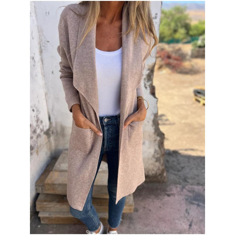 🔥Only 36 left in stock-Lapel Collar Casual Long-Sleeved Open-Front Sweater