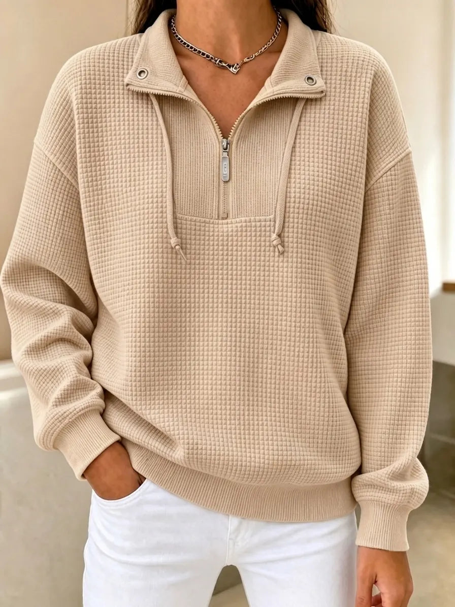 CLEARANCE SALE🔥 Waffle Half-Zip Cuffed Thermal Pullover