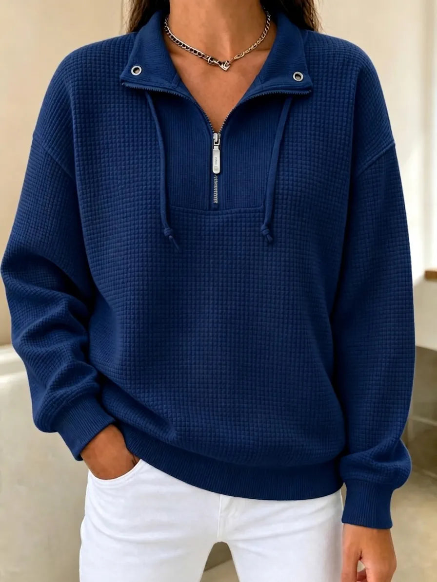 CLEARANCE SALE🔥 Waffle Half-Zip Cuffed Thermal Pullover