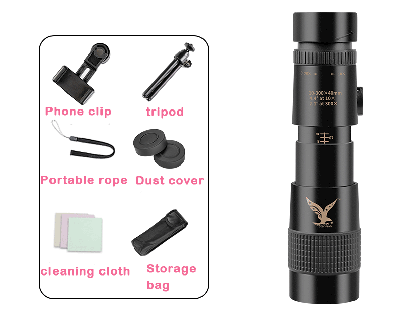 4K 10-300X40mm Super Telephoto Zoom Monocular Telescope(Released in July 2020)